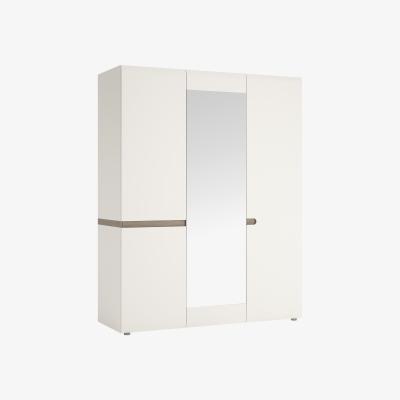 The Range Jonas & James Leece Three Door Wardrobe  - White with oak trim