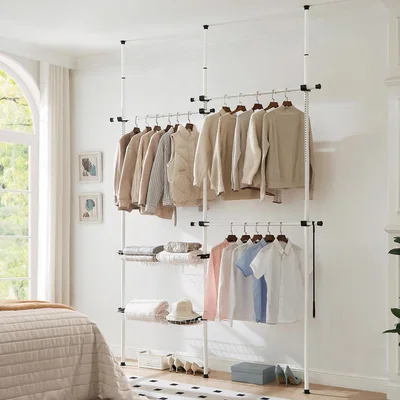 The Range Extendable Ceiling To Floor Wardrobe With Basket - White