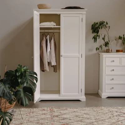 The Range Gainsborough White Double Wardrobe with Crystal Handles - White