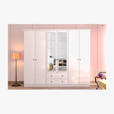 The Range Patara 6 Doors and 2 Drawers Wardrobe white - White