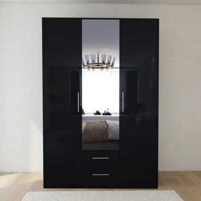 The Range Swindon Gloss Black 3 Door 135cm Wardrobe - Black