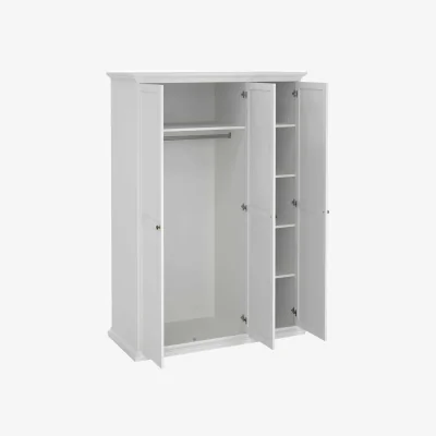 The Range Osaka Farmhouse 3-Door White Wooden Wardrobe - White