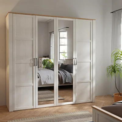 The Range Bohol 2 Door 2 Mirrored Door Wardrobe in Riviera Oak/White - Riviera Oak & White