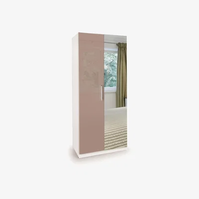 The Range Ashburton 2 Door Wardrobe with Mirror - White / Gloss Mocha