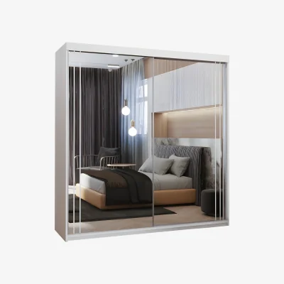 The Range Swiss Modern Mirrored Sliding Wardrobe - White
