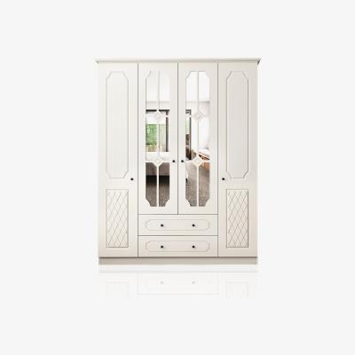 The Range THEO 4 Door 2 Drawer Mirrored Wardrobe, White - White
