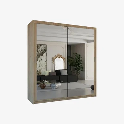 The Range Galaxy Full Length Mirrorred Sliding Door Wardrobe - Oak / 120cm