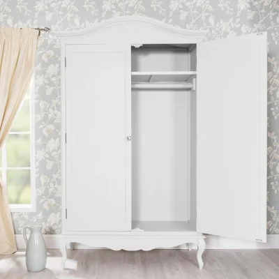 The Range Juliette French Double Wardrobe with Crystal Handles - White