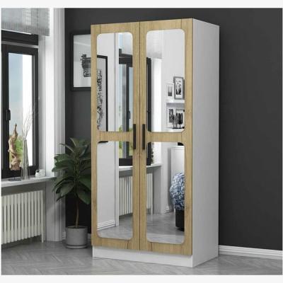 The Range Kale 2 Mirrored Doors Wardrobe Pera Walnut - Walnut & White