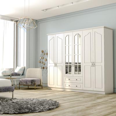 The Range DIANA 6 Door 2 Drawer Mirrored Wardrobe, White - White