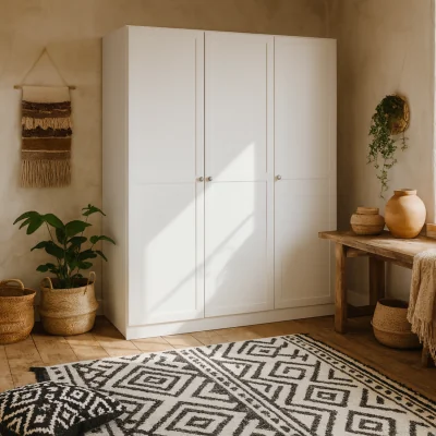 The Range Cherryfern 3-Door Tall White Matt Wooden Wardrobe - White