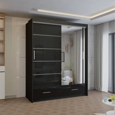 The Range Kyoto High Gloss Sliding Door Wardrobe - Black