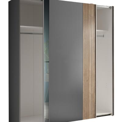 The Range Berno Sliding 2 Door Wardrobe With Mirror - Light Oak and Dark Grey