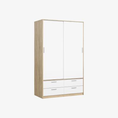The Range Mia Two Door Four Drawer Wardrobe - Oak, White Gloss