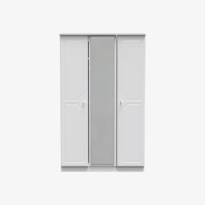 The Range Crystal Ready Assembled Triple Mirrored Wardrobe - White Matt