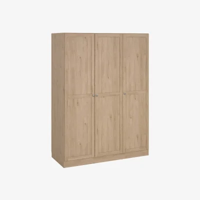 The Range Cherryfern 3-Door Natural Oak Wardrobe, Matt Finish, Adjustable Interior - Oak