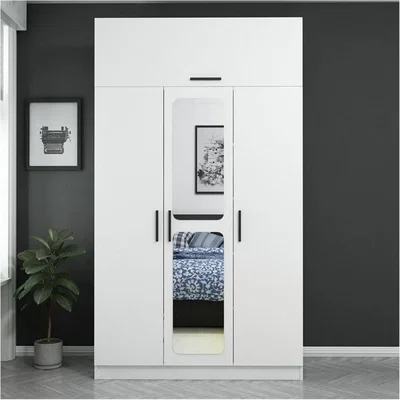 The Range Kale 3 Doors Wardrobe with Mirror white - White