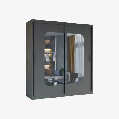 The Range Morocco Curved Door Mirror Sliding Wardrobe - Grey / 203cm