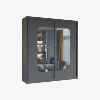 The Range Morocco Curved Door Mirror Sliding Wardrobe - Grey / 203cm