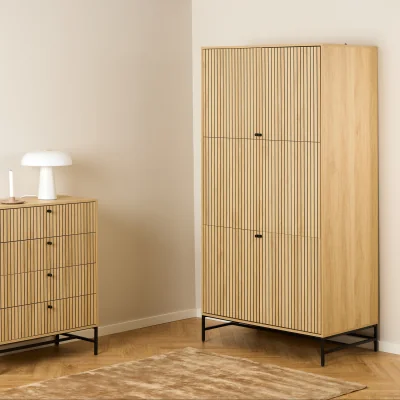 The Range Albany Wardrobe 4 Doors in Black/Oak - Black & Oak