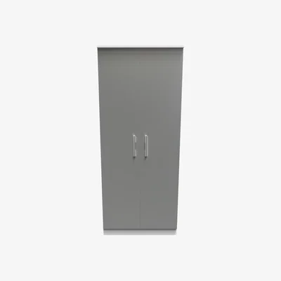 The Range Contrast 2ft6in Plain Wardrobe in Dusk Grey  White - Dusk Grey & White