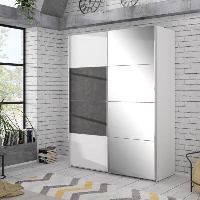 The Range Large 2 Door Mirrored Sliding Wardrobe Matt White Finish - White