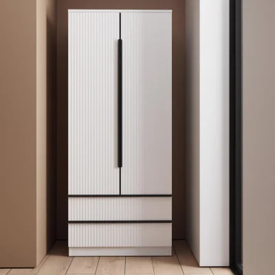 The Range FWStyle 2 Door 2 Drawer Combi Wardrobe Matt White Ripple Effect - White