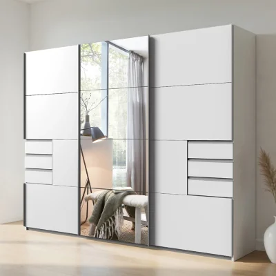 The Range Saigon 270cm Mirrored Sliding Wardrobe in White - White