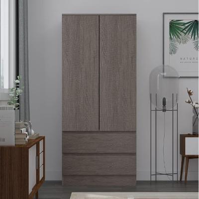 The Range Modern Scandinavian 2 Door 2 Drawer Bedroom Wardrobe Rustic Brown - Brown