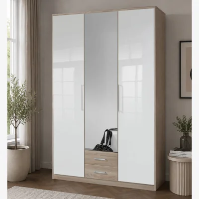 The Range Gamma Oak and White 3 Door 135cm Wardrobe - Oak