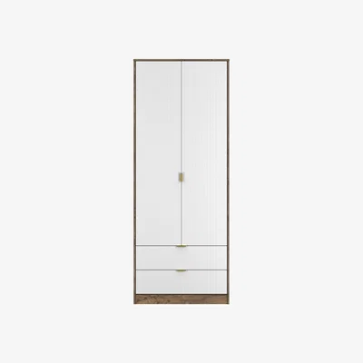 The Range Nashville F Ready Assembled 2 Door Robe 2 Drawer Robe - White Matt & Vintage Oak