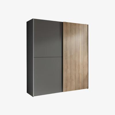 The Range Berno Sliding 2 Door Wardrobe - Light Oak and Dark Grey
