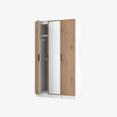 The Range Java Ready Assembled Tall 3 Door Mirrored Robe - Slatted Effect / White