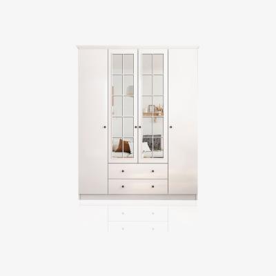 The Range PABLO 4 Door 2 Drawer Mirrored Wardrobe, White - White