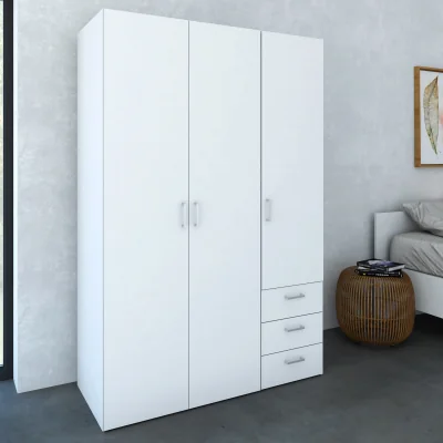 The Range Space Wardrobe 3 Doors 3 Drawers - White