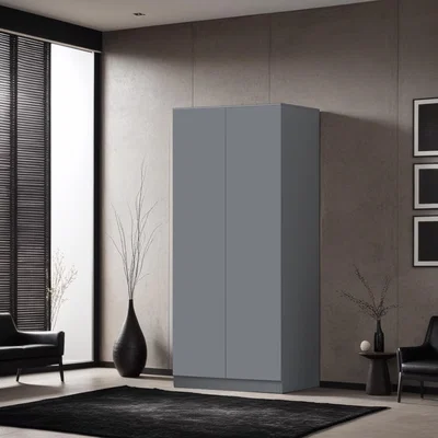 The Range FWStyle Dark Grey 2 Door Double Wardrobe Push Open Soft Close - Dark Grey
