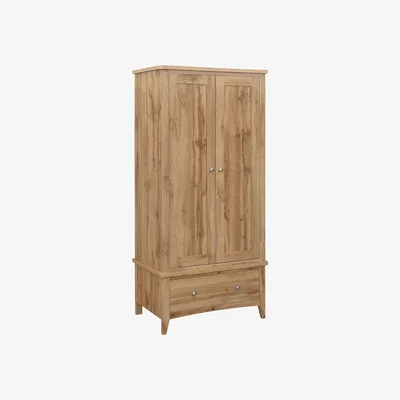 The Range Hampstead 2 Door 1 Drawer Wardrobe - Oak