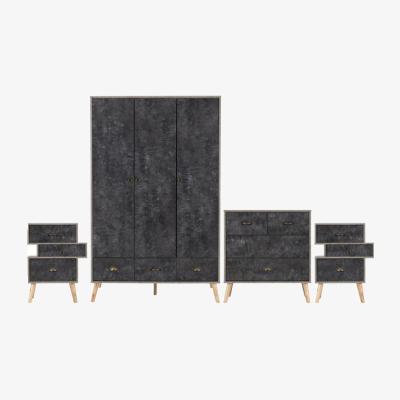The Range Nordic 3 Door 3 Drawer Wardrobe Bedroom Set - Grey and charcoal