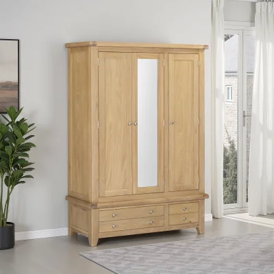 The Range Windsor 3 Door 2 Drawer Wardrobe (Part Assembled) - Natural Oak