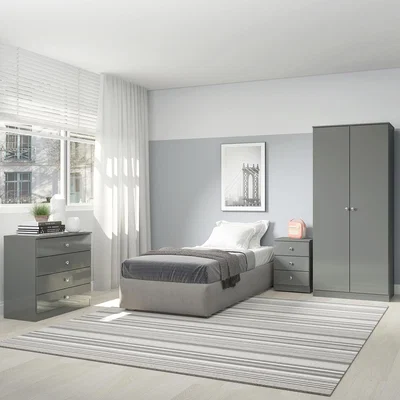 The Range Denver 2 Door Wardrobe Bedroom Set - Grey
