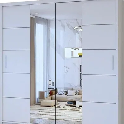 The Range Burj Sliding Mirror two doors wardrobe of MDF Chipboard in 3 colour - White