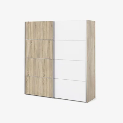 The Range Verona Sliding Wardrobe 180Cm With Shelves - Oak