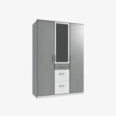 The Range Click White And Grey 3 Door Wardrobe - White and Grey