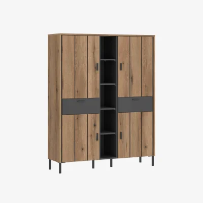 The Range Nightbloom Oak-Effect 4-Door Wardrobe with 2 Drawers, Grey - Grey
