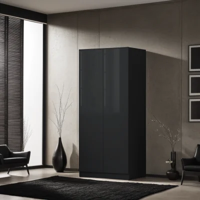 The Range Black Gloss 2 Door Wardrobe Scandinavian Push To Open Design - Black