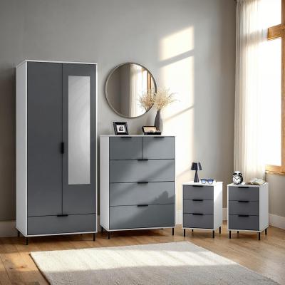The Range Madrid 2 Door Wardrobe Bedroom Set - Grey and White Gloss