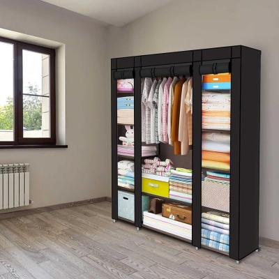 The Range Fabric Canvas Wardrobe Cloth for Bedroom Clothes Storage Organiser Hanging Rail - Black