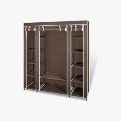 The Range vidaXL Fabric Wardrobe with Compartments and Rods  - Brown