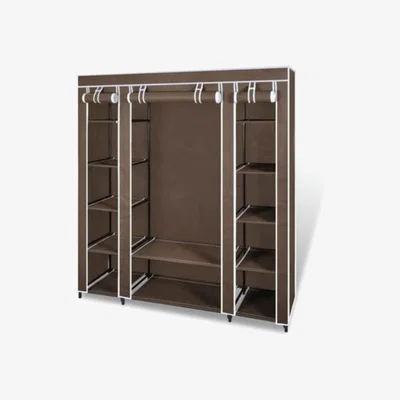 The Range vidaXL Fabric Wardrobe with Compartments and Rods  - Brown
