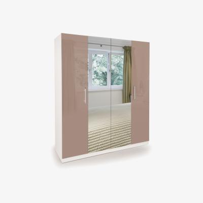The Range Ashburton 4 Door Wardrobe with Mirror - White / Gloss Mocha